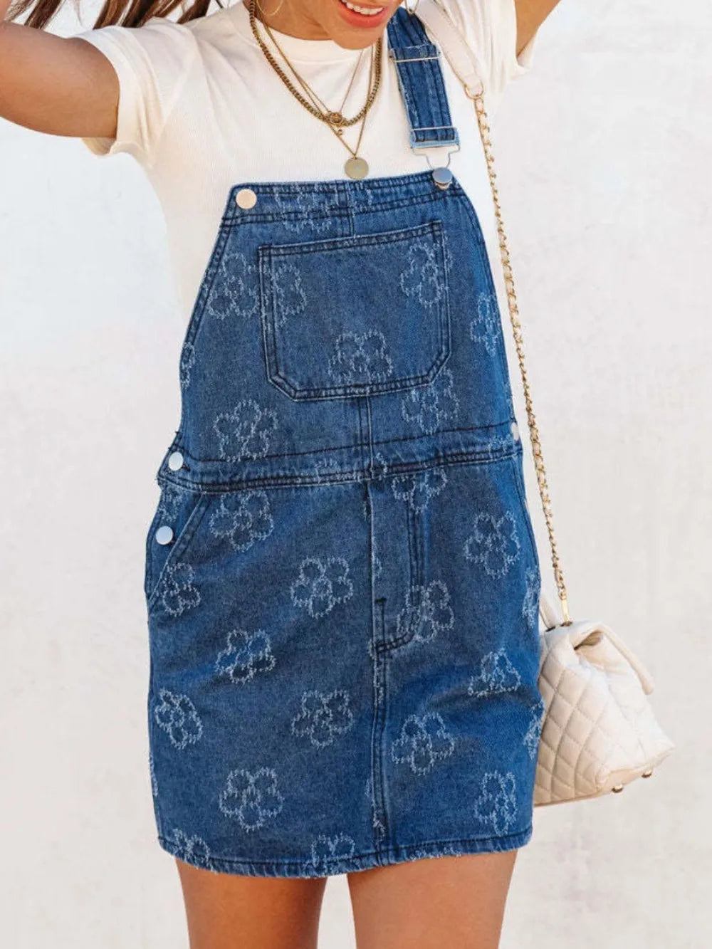 Wide Strap Denim Overall Dress in Peacock Blue in Peacock  Blue by Y.Y@Denim