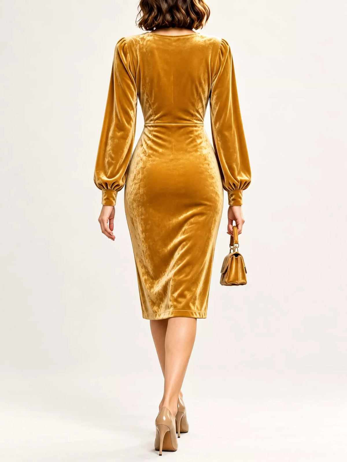 Ruched Velvet Wrap Dress