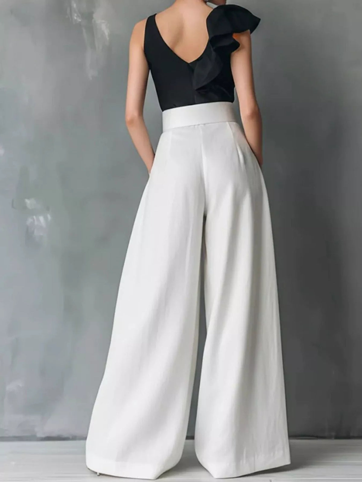 Belted High-Waisted Wide-Leg Pants