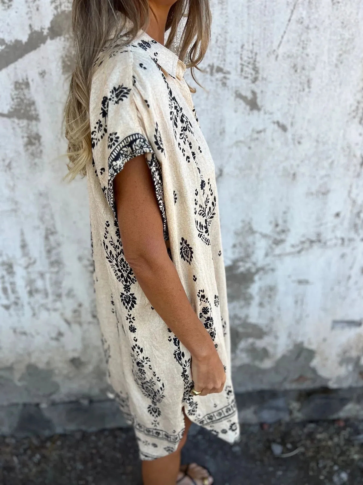 Printed Button-Up Shirt Dress