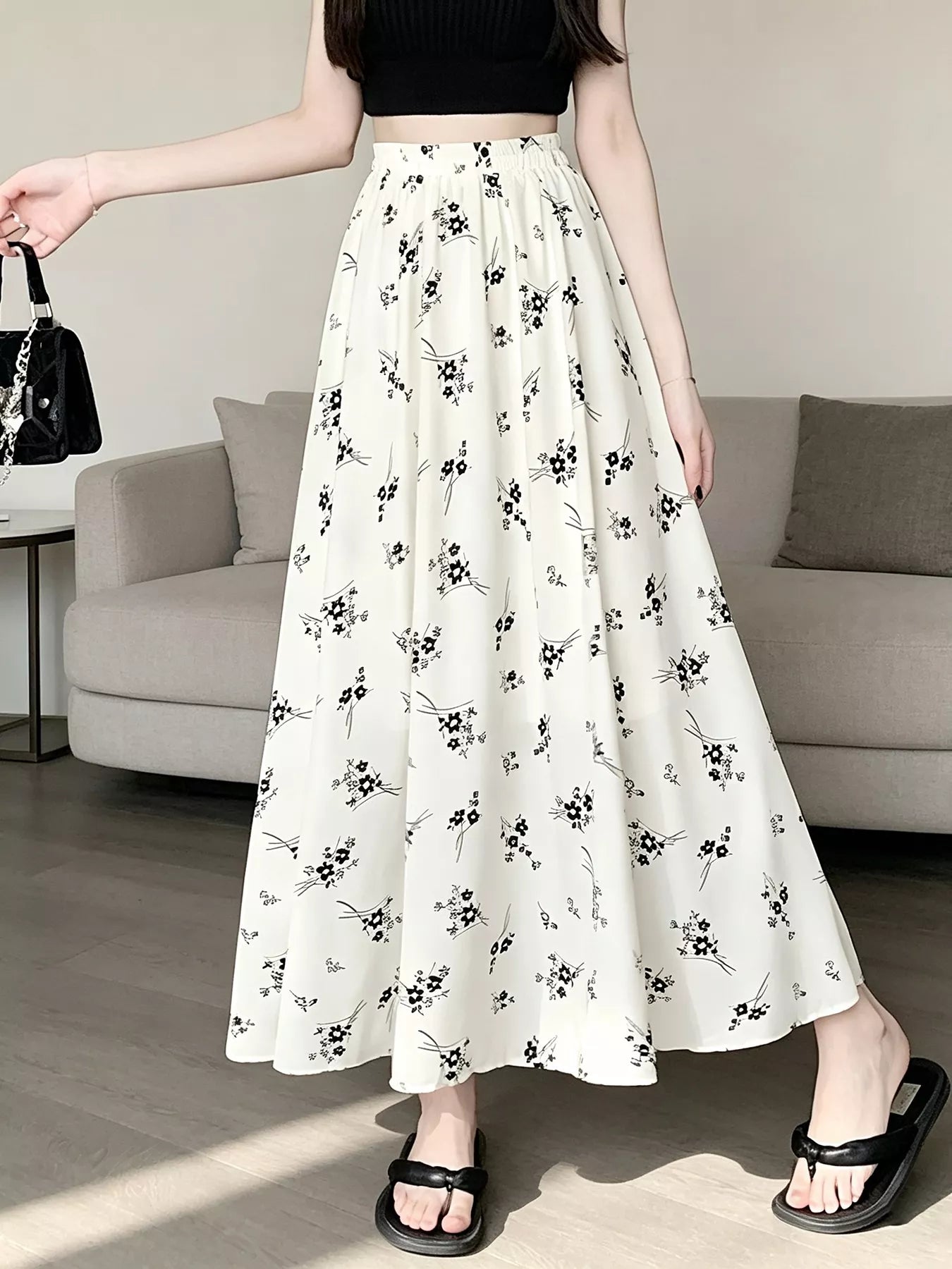 Floral Print A-Line Skirt