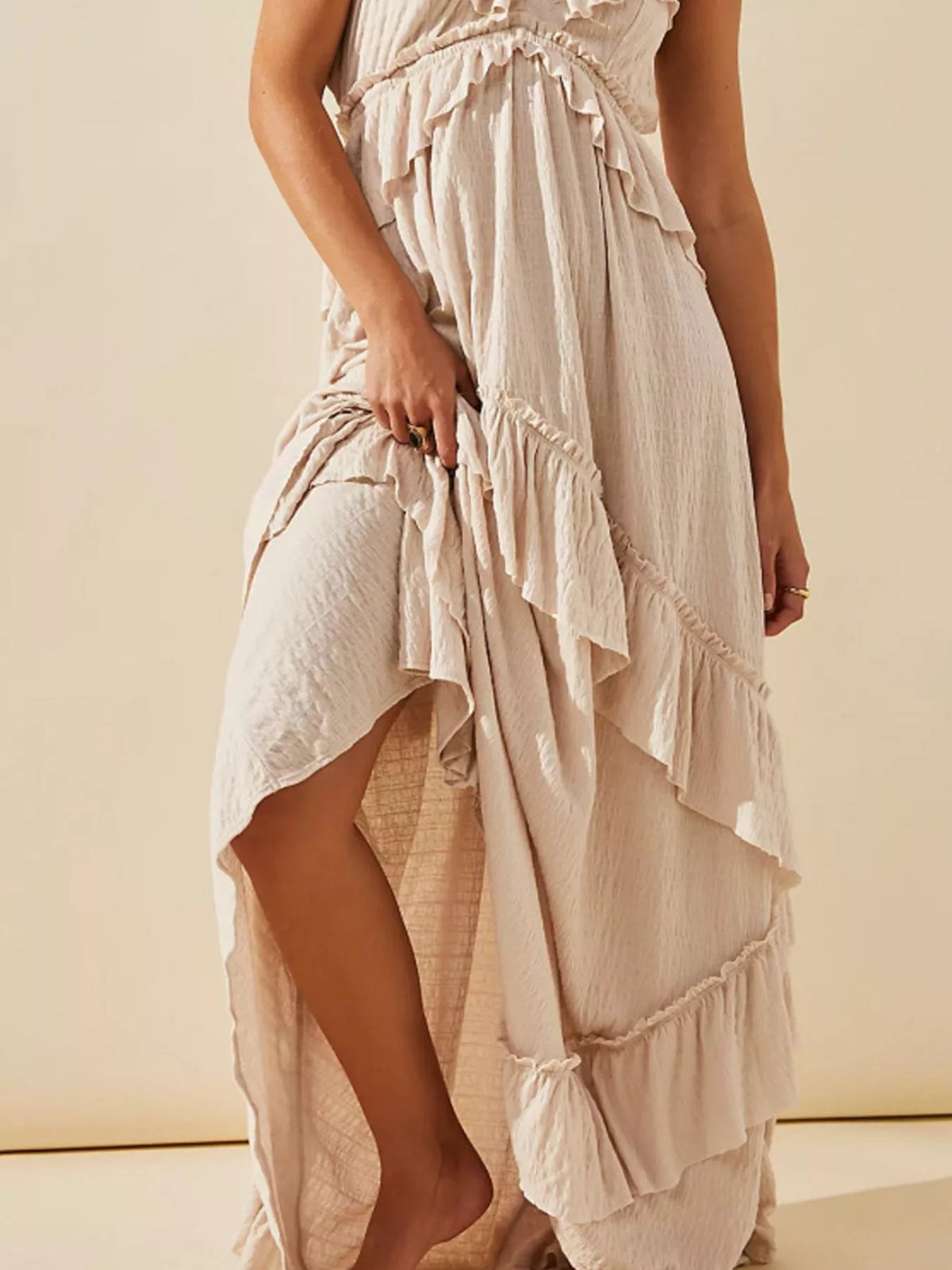 Ruffled Halter Neck Maxi Dress