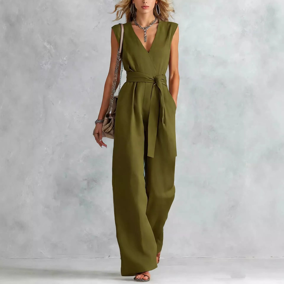 Tied Sleeveless Wide Leg Jumpsuit