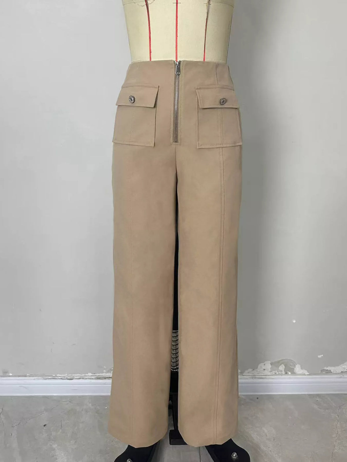 High-Waisted Wide-Leg Pants in Khaki