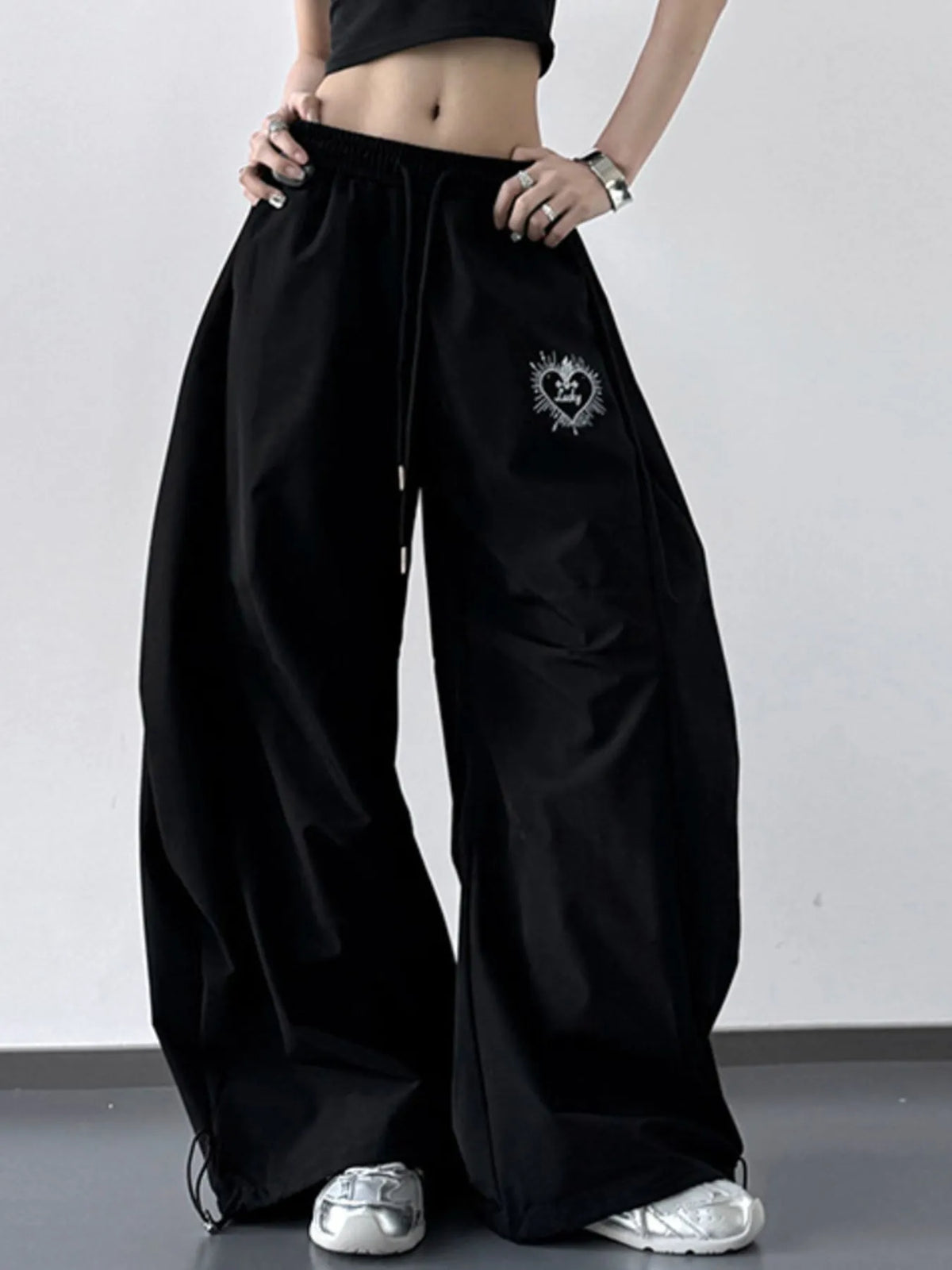 Oversized Drawstring Wide Leg Pants
