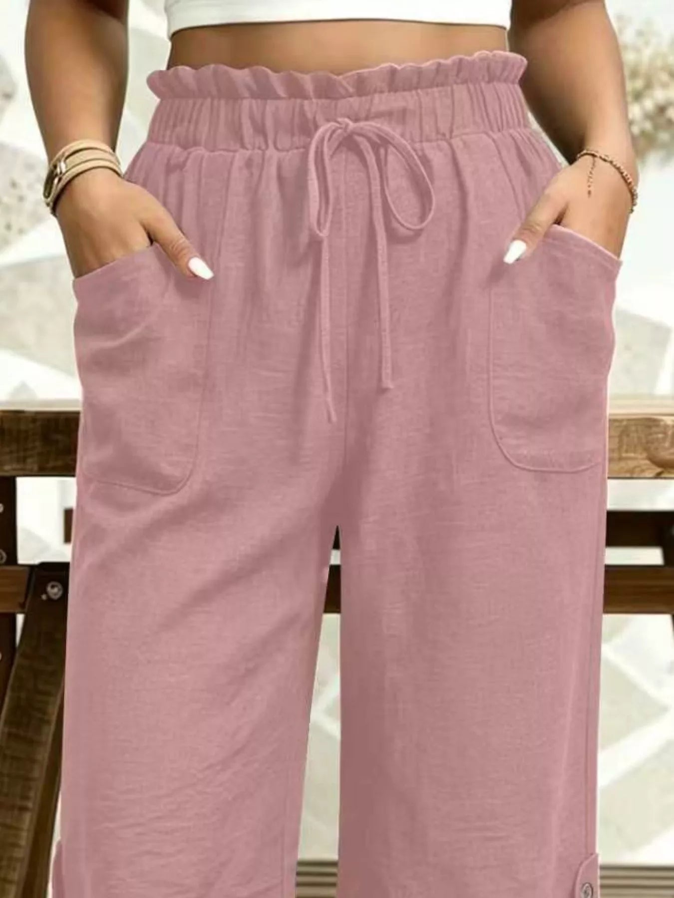 Paperbag Waist Drawstring Capris