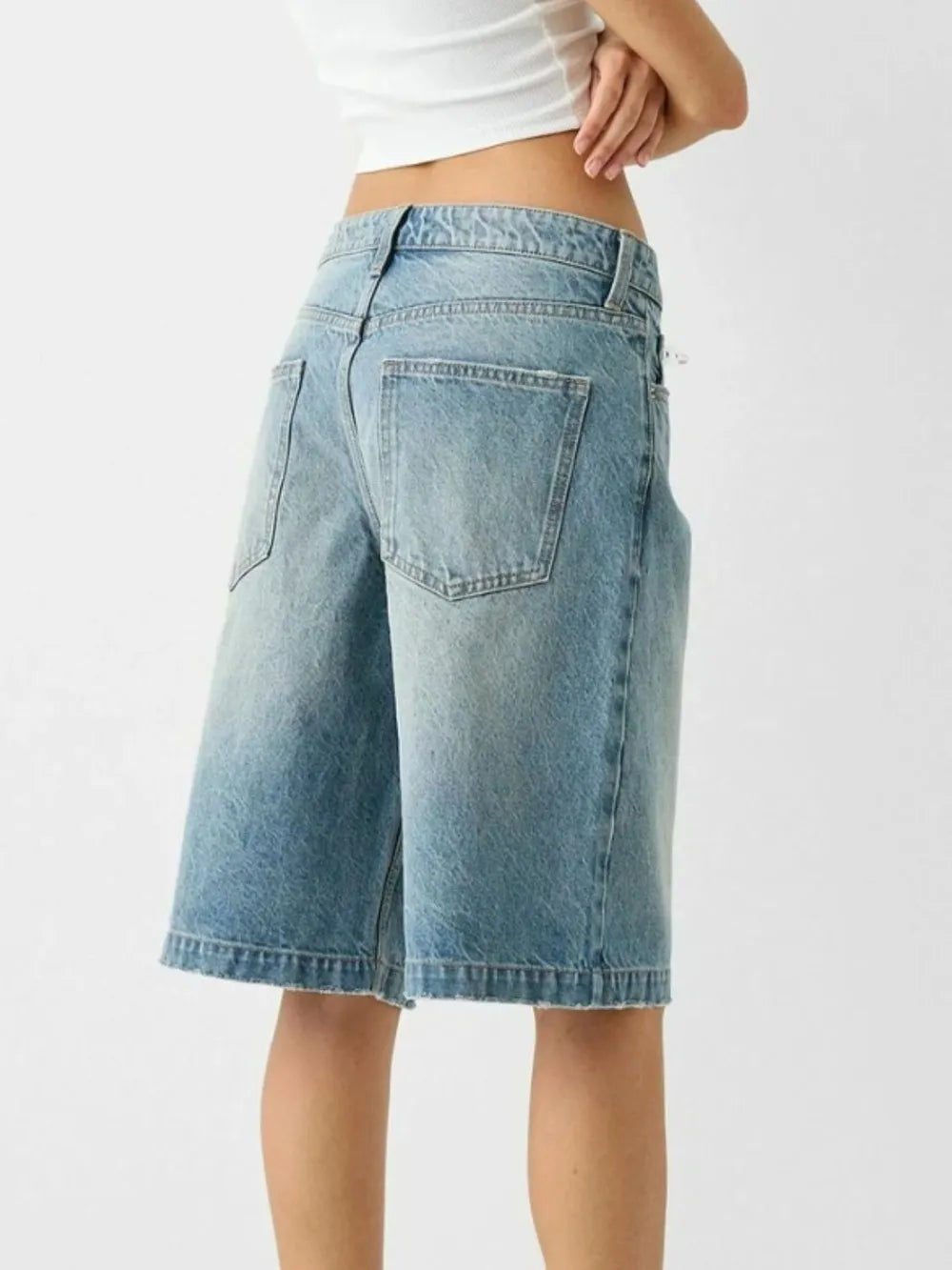 High Waist Denim Shorts in Dusty Blue or Navy by Y.Y@Denim