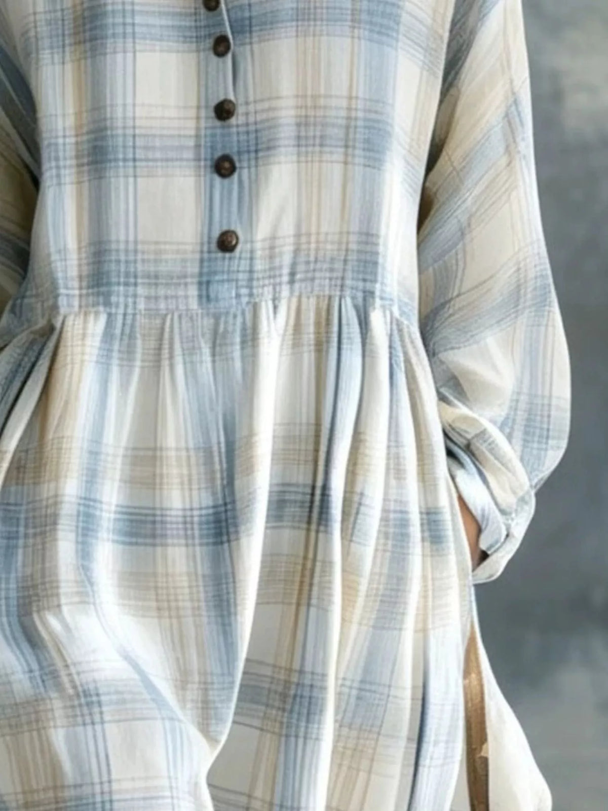 Plaid Button-Down Maxi Shirt Dress