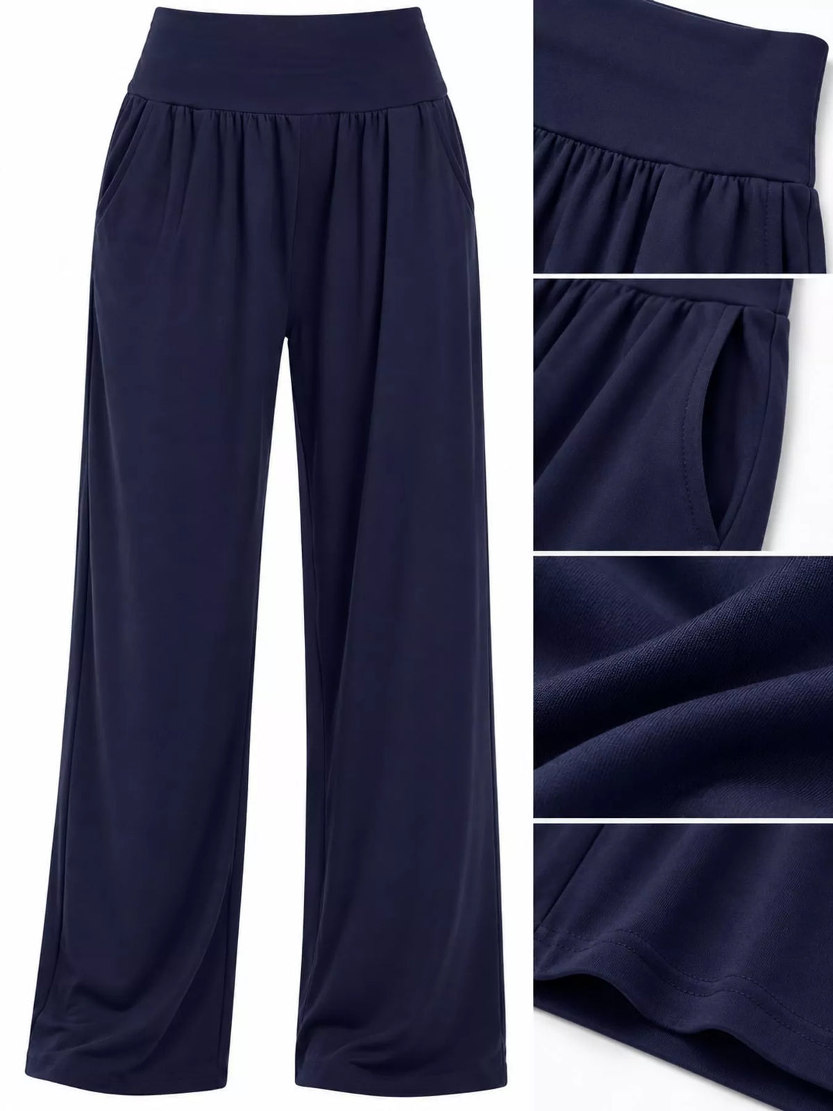 High-Rise Wide-Leg Pants with Pockets