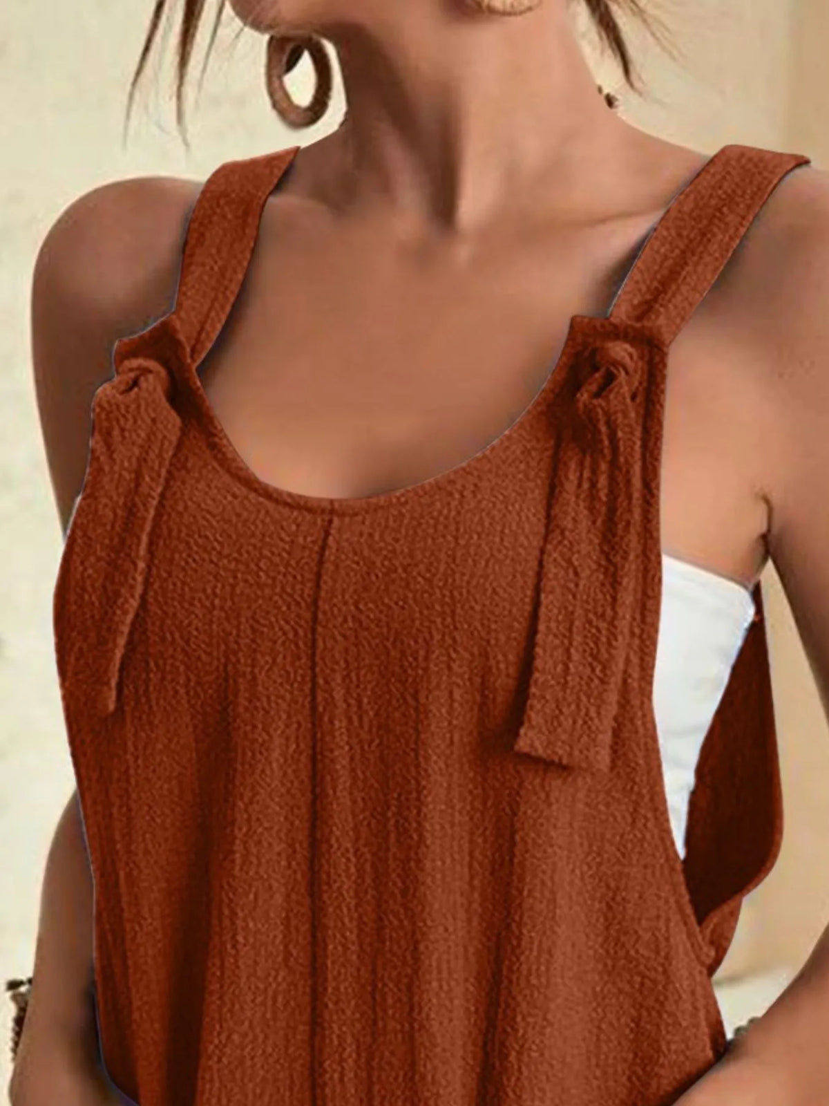 Knot-Strap Romper with Pockets