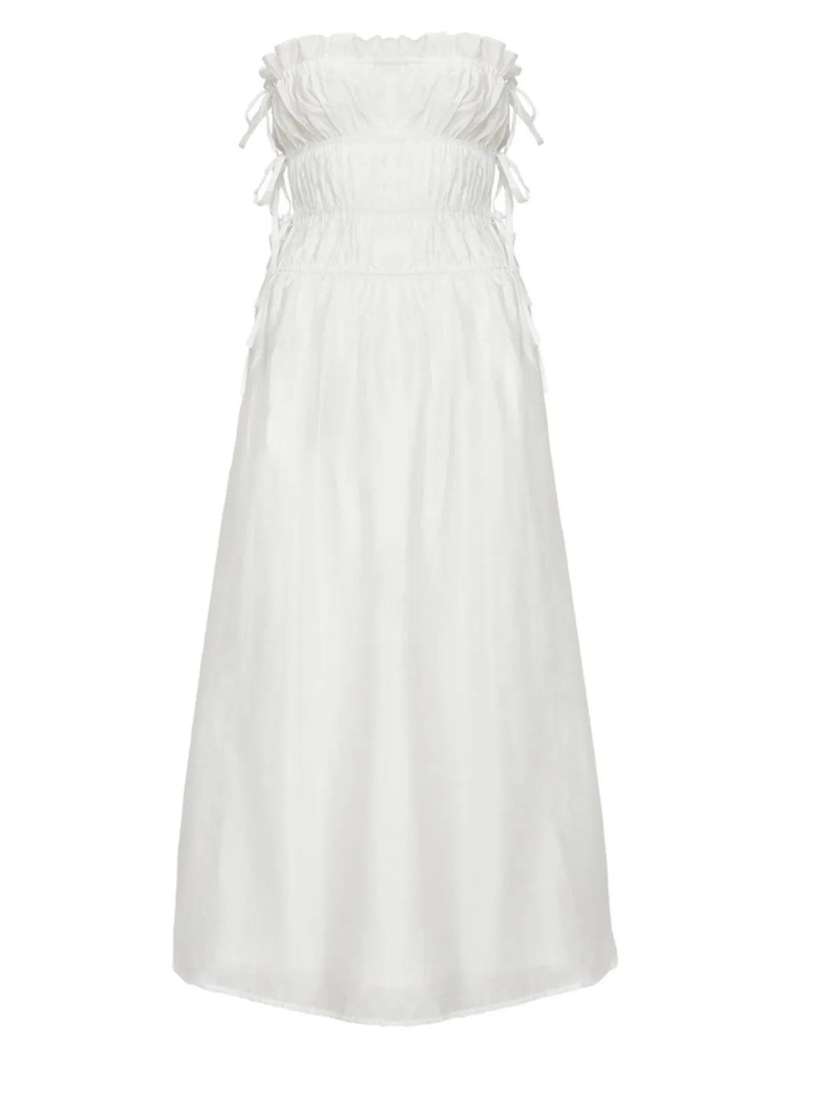 Strapless Smocked Mini Dress in White