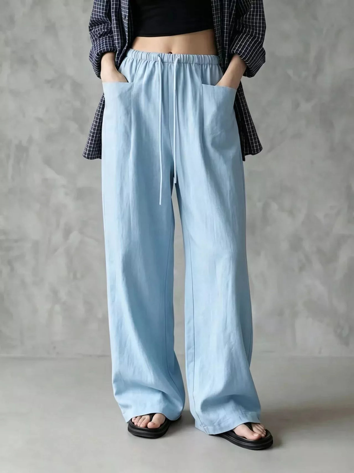 Drawstring Wide-Leg Pants