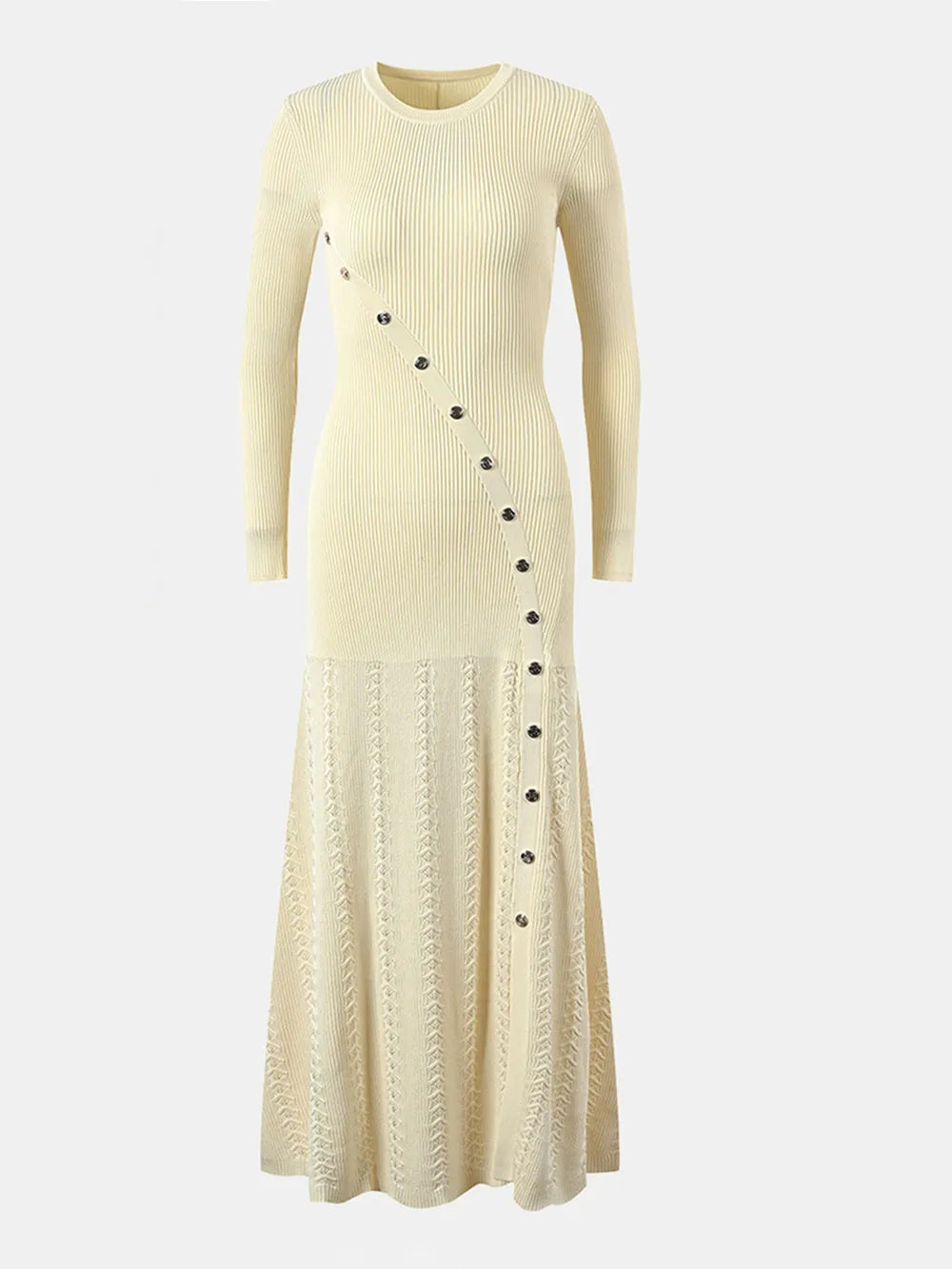 Openwork Round Neck Sweater Dress