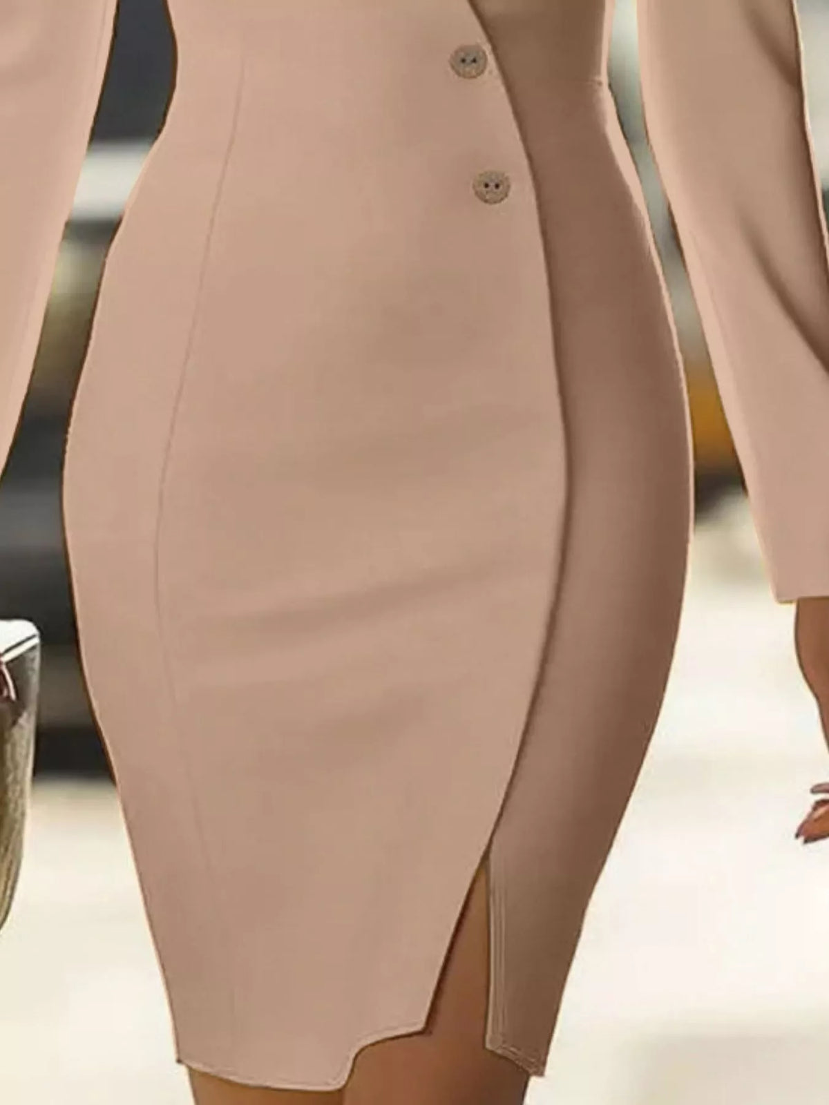 Double-Breasted Blazer Dress with Button Detail