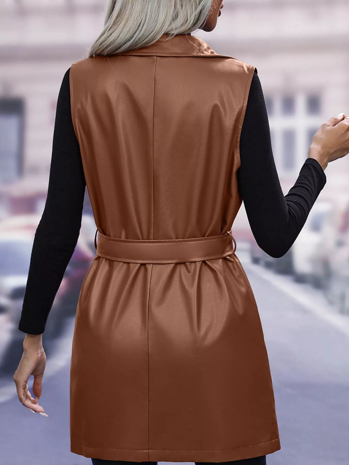 Tie-Waist Longline Vest Coat