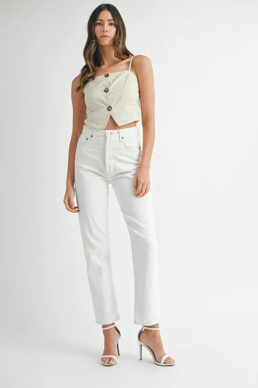 Button-Down Tank Top in Oatmeal