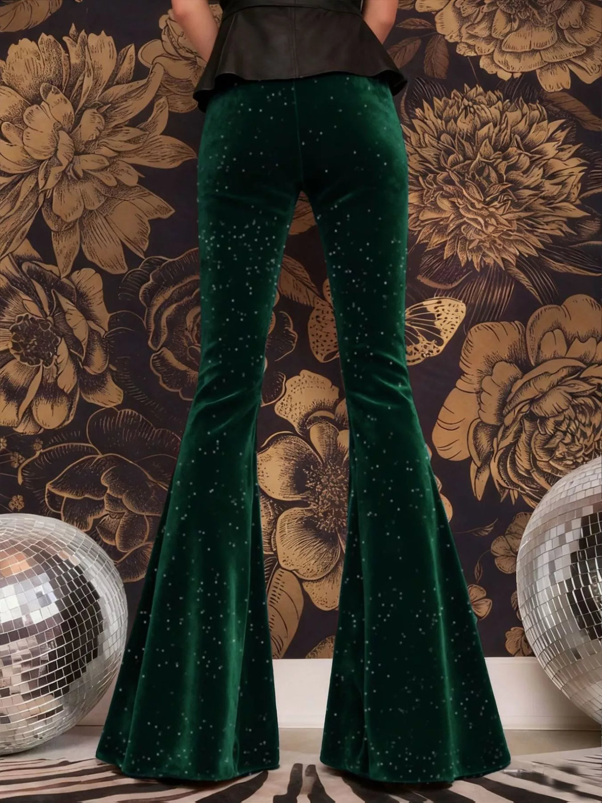 High-Waisted Velvet Flared Pants