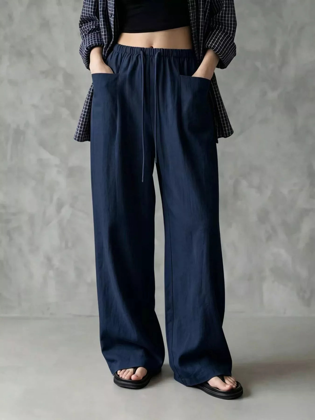 Drawstring Wide-Leg Pants