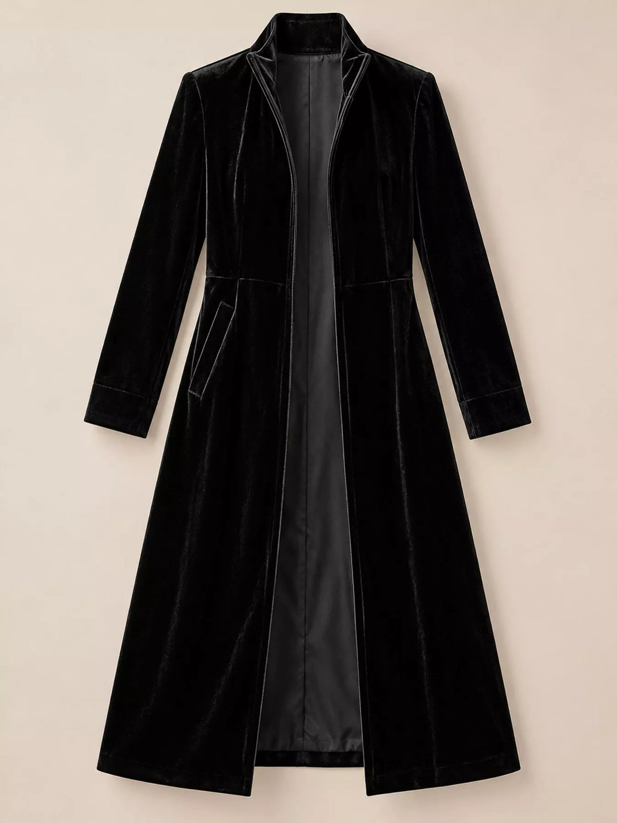 Velvet Zip-Up Longline Jacket