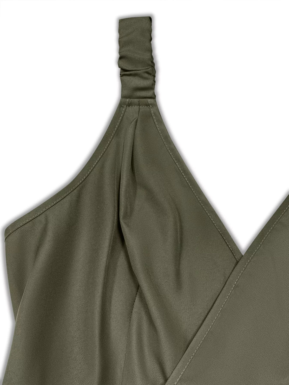 Smocked Wide Leg Jumpsuit in Army Green