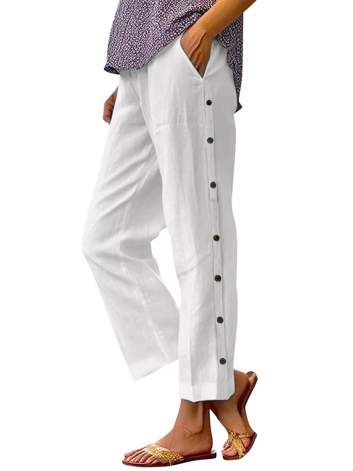 Side Button Detail Pants