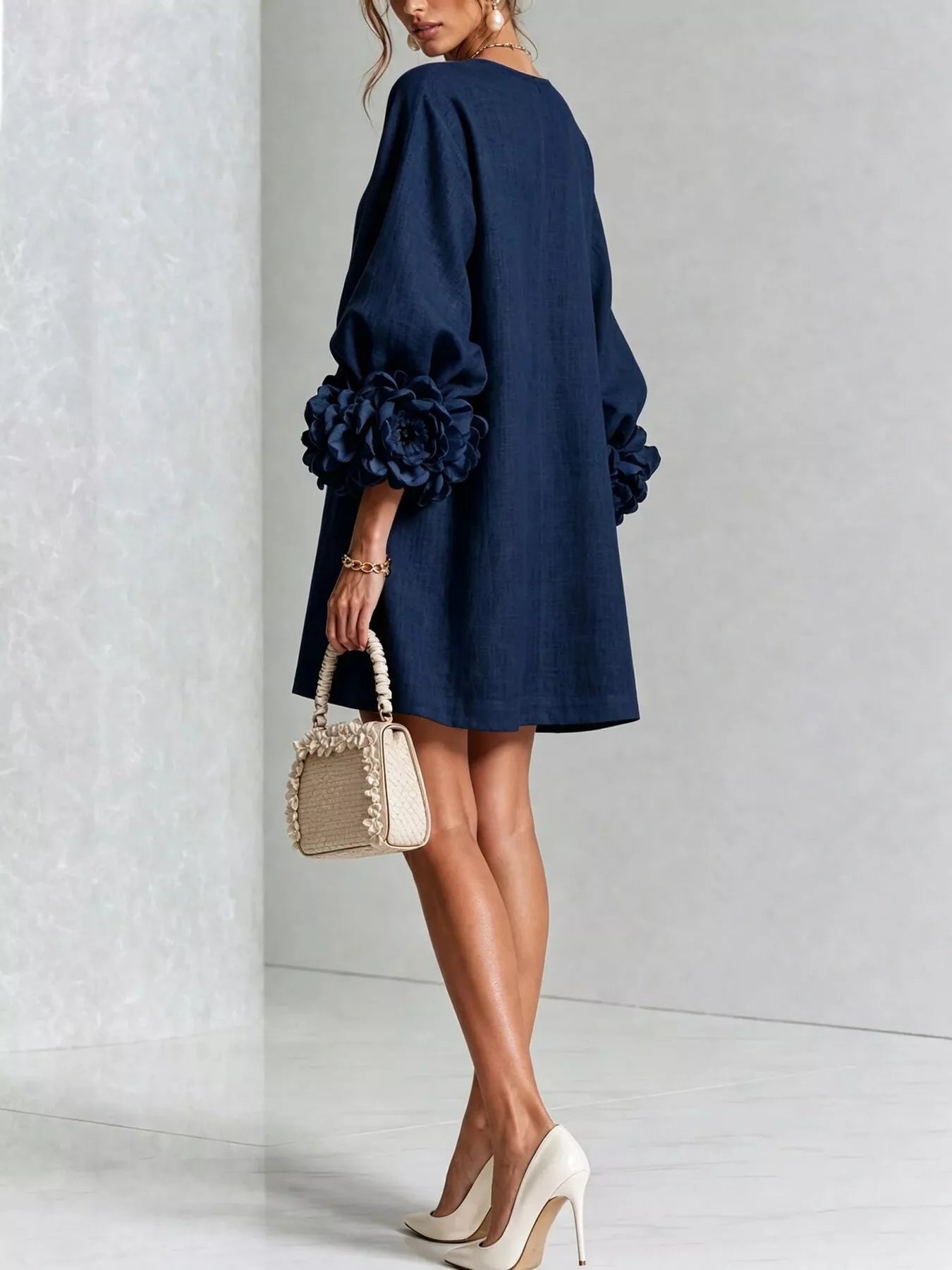 3D Floral Applique Mini Dress