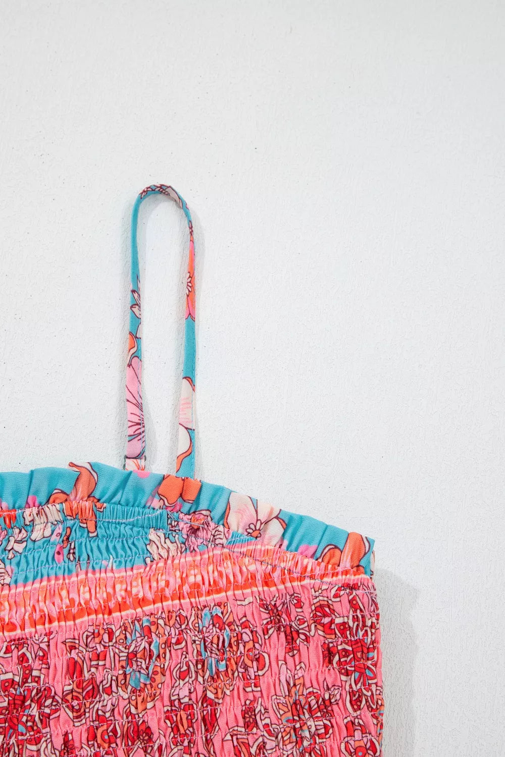 Smocked Spaghetti Strap Maxi Dress in Floral