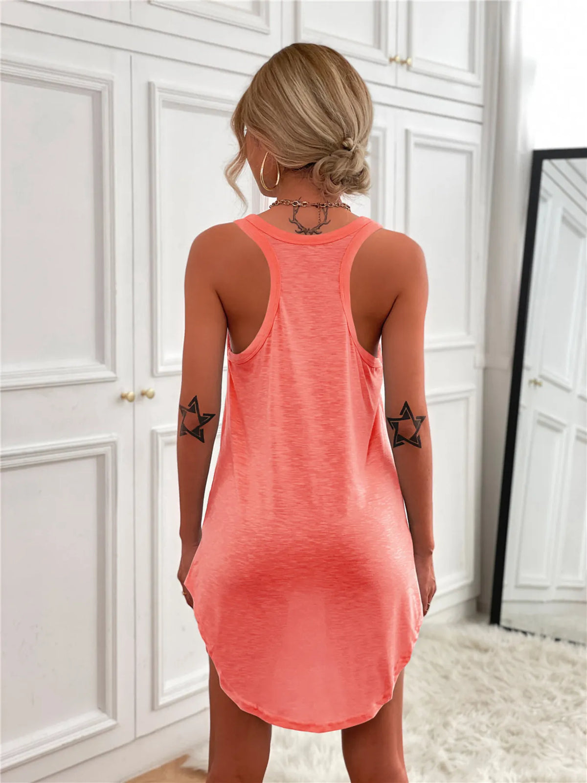 Tank Mini Dress with Curved Hem