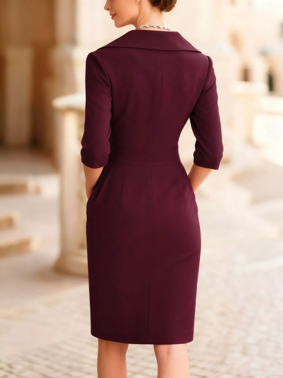 Surplice Neck Ruched Long Sleeve Dress