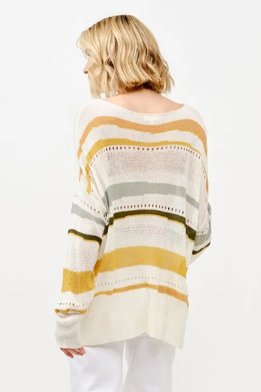 And The Why Abstract Striped Sweater in Multi