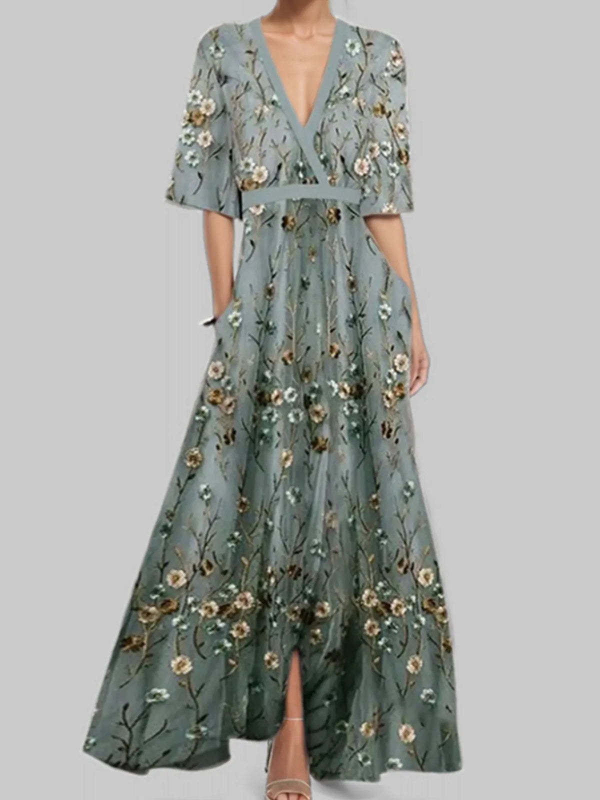 Floral Print Wrap Maxi Dress