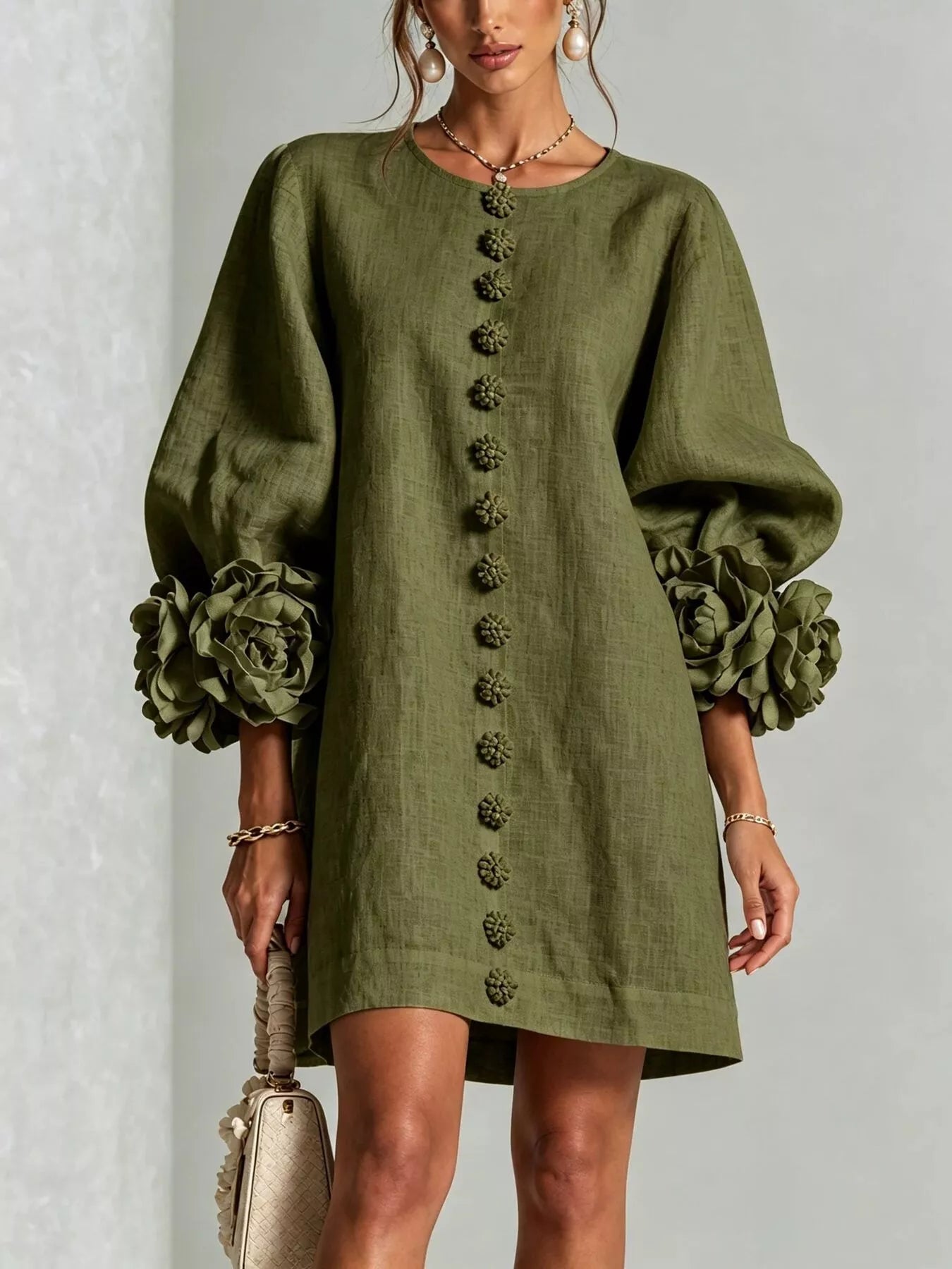 3D Floral Applique Mini Dress
