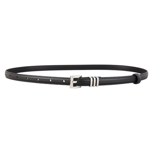 Ilussa Skinny Leather Belt with Silver Buckle