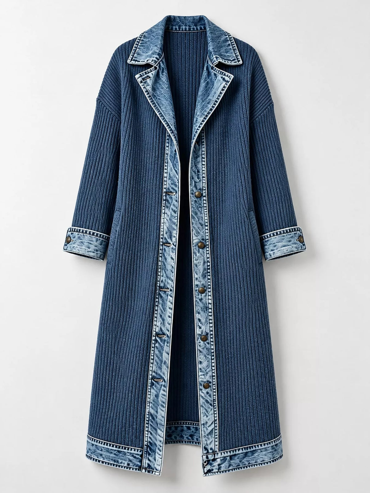 Denim-Trimmed Longline Cardigan