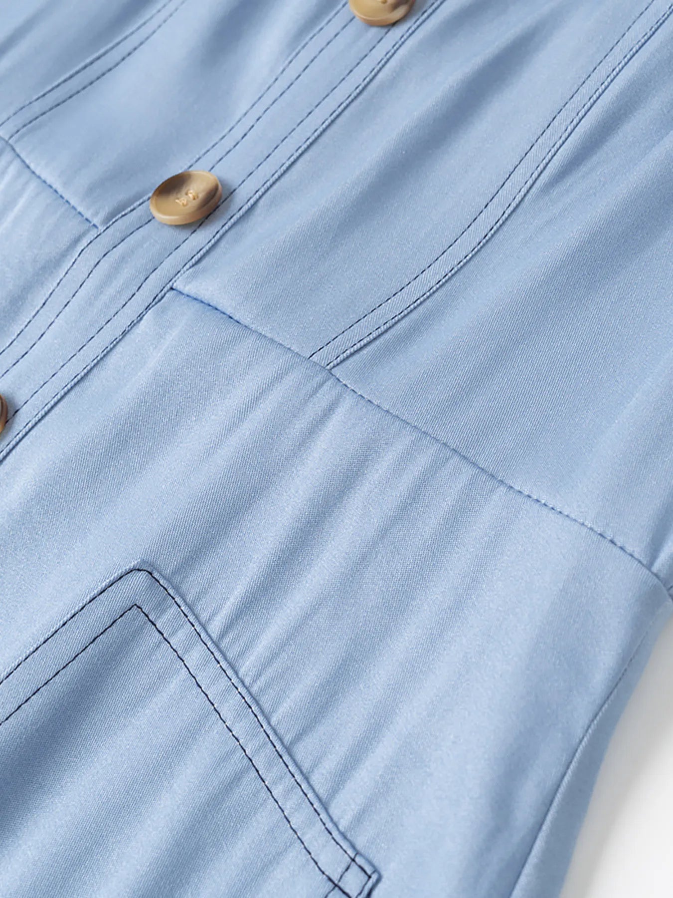 Wide Strap Sweetheart Neck Denim Dress in Light Blue