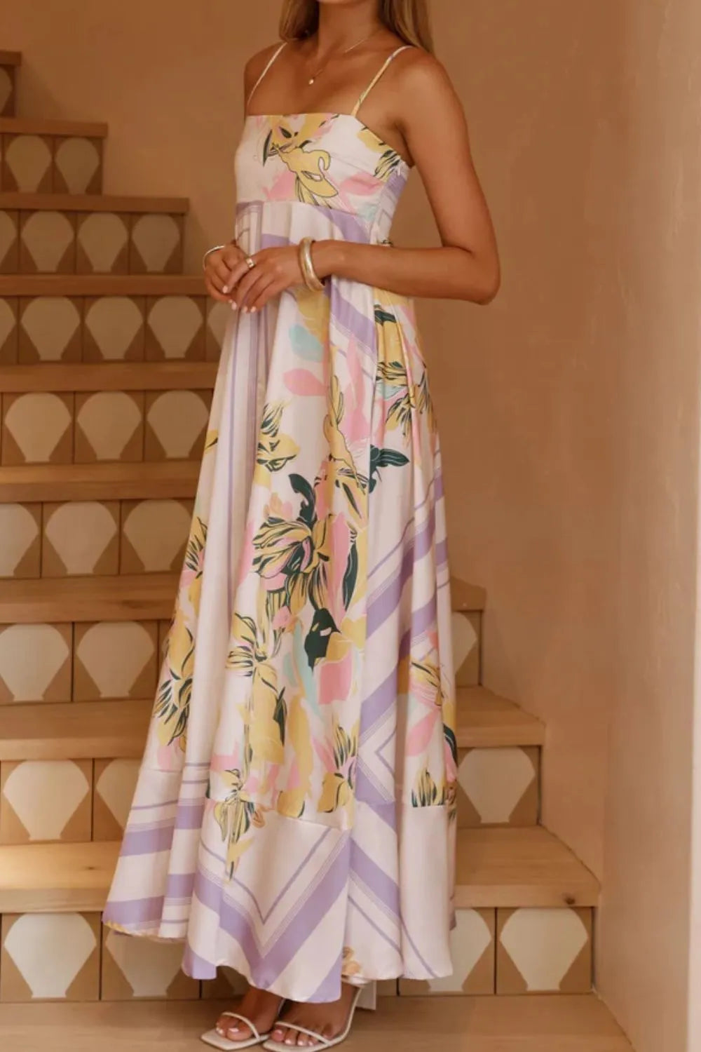 Printed Square Neck Cami Maxi Dress