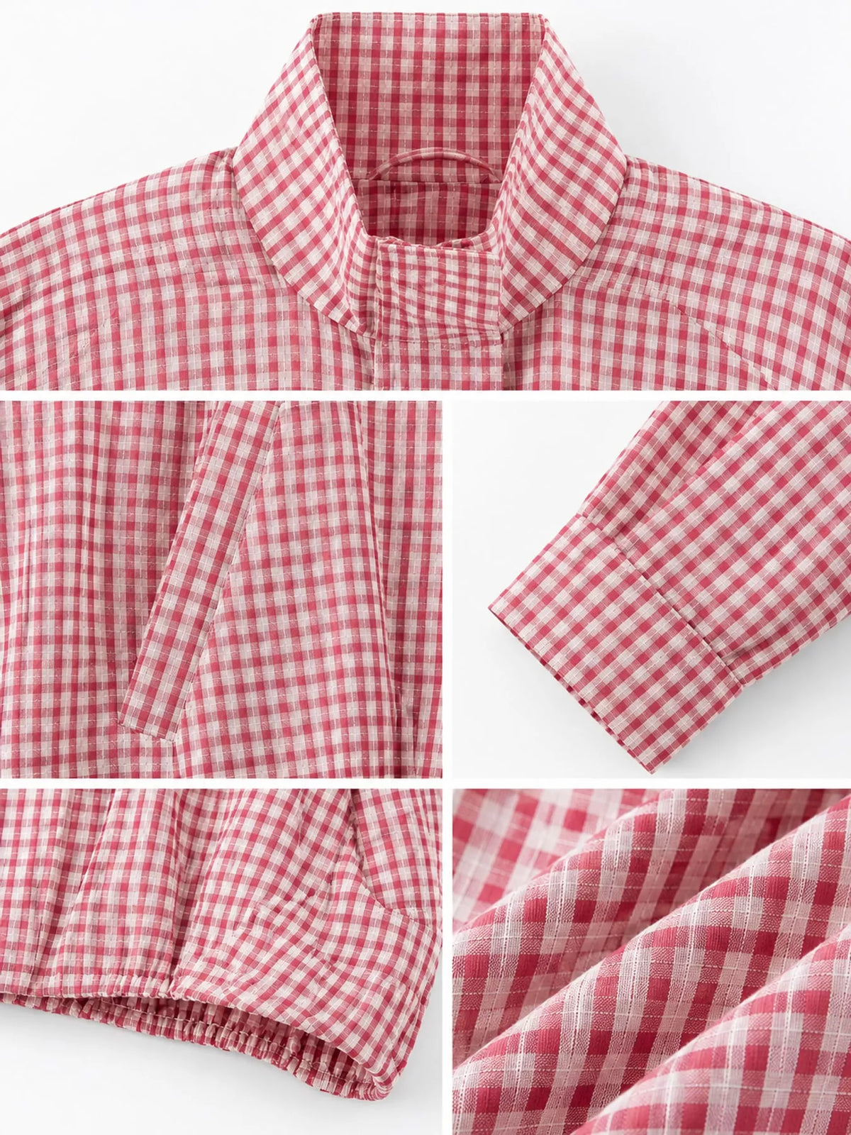 Plaid Stand-Collar Cropped Jacket