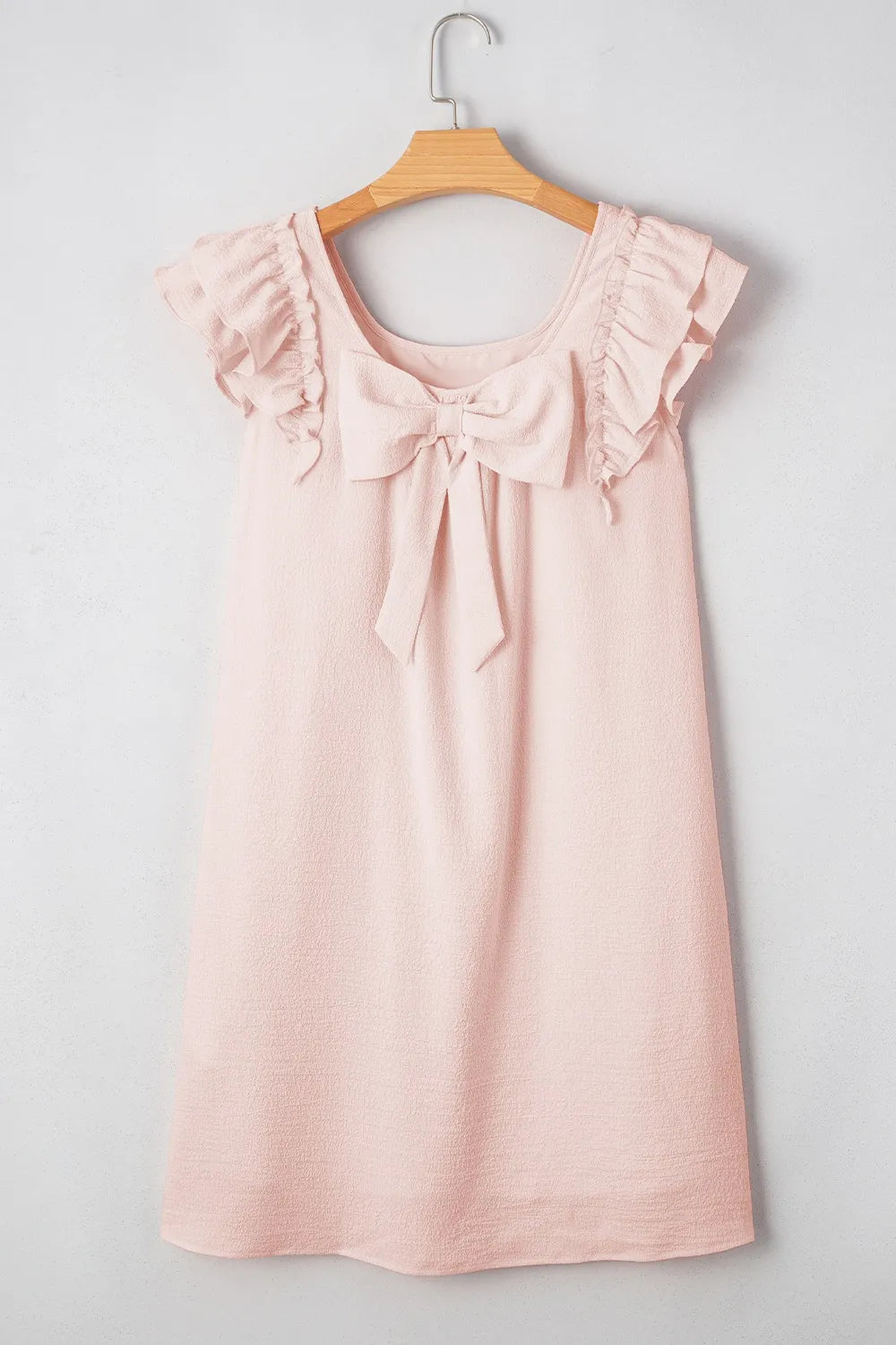Ruffle Sleeve Bow Back Mini Dress in Watermelon Pink