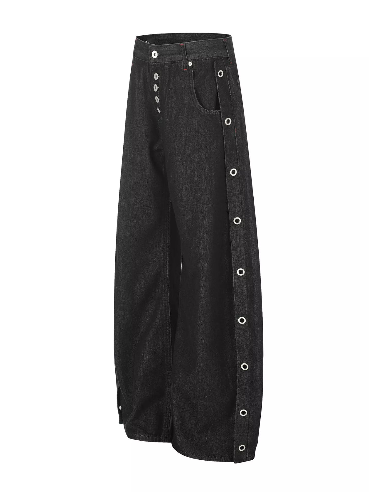 Men's High-Waisted Wide-Leg Jeans in Black by TrendMaster
