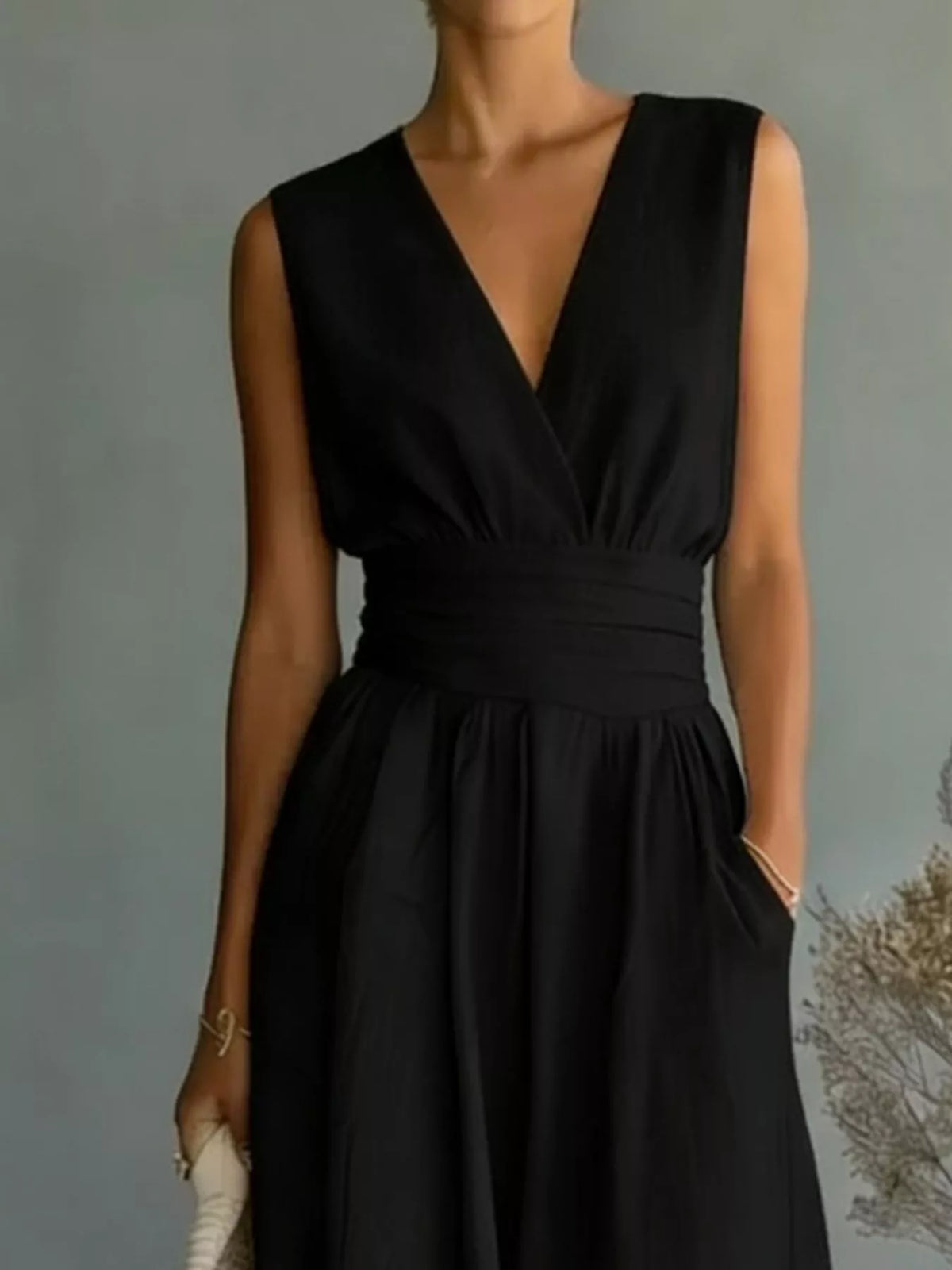 Sleeveless Wide Leg Jumpsuit, Plus Size