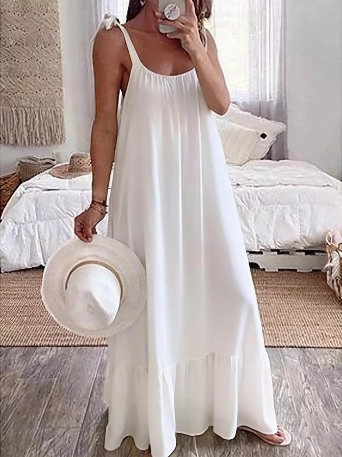 Sleeveless Tie Strap Maxi Dress