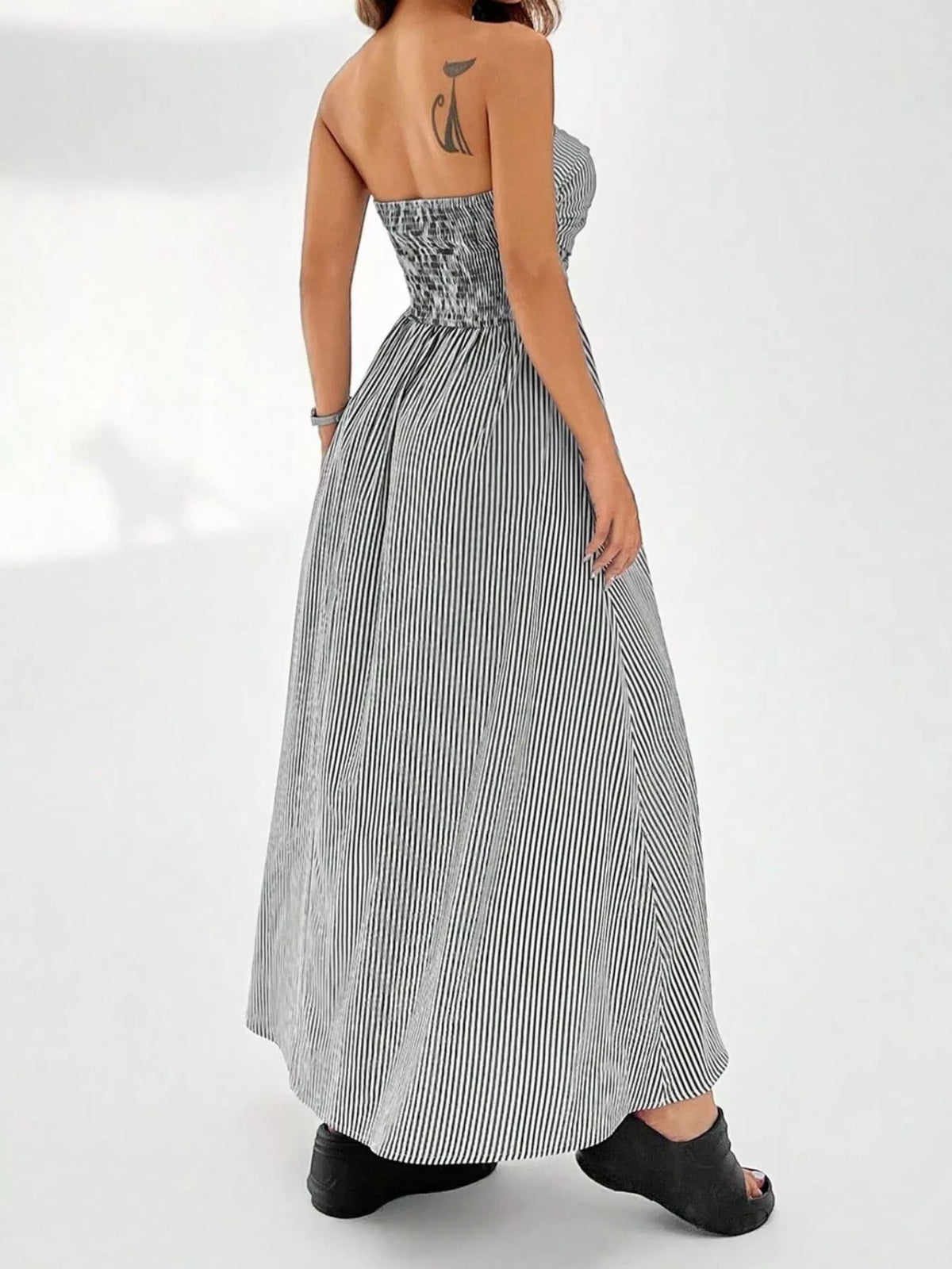 Smocked Strapless Striped Maxi Dress by Calliope