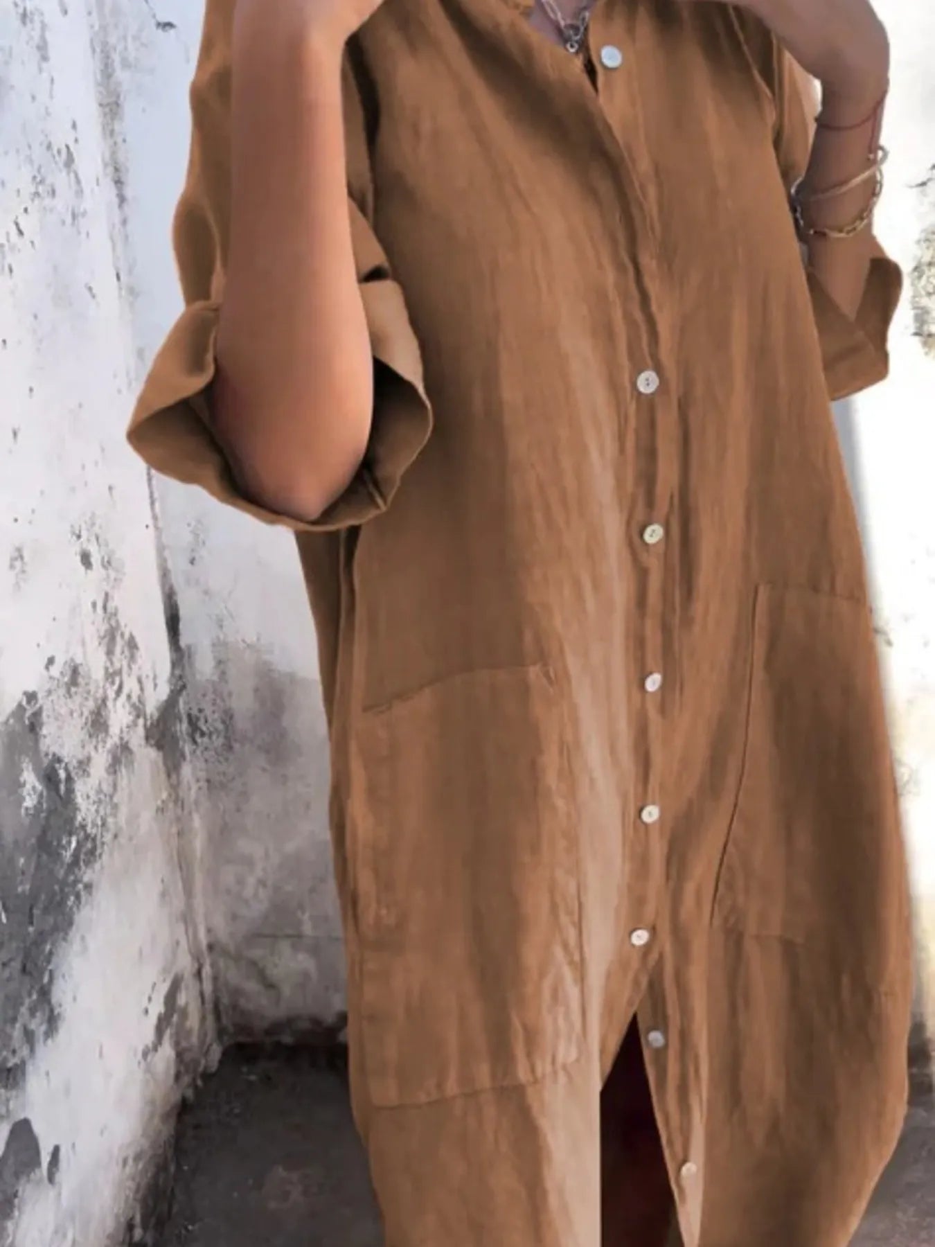 Linen Button-Down Shirt Dress
