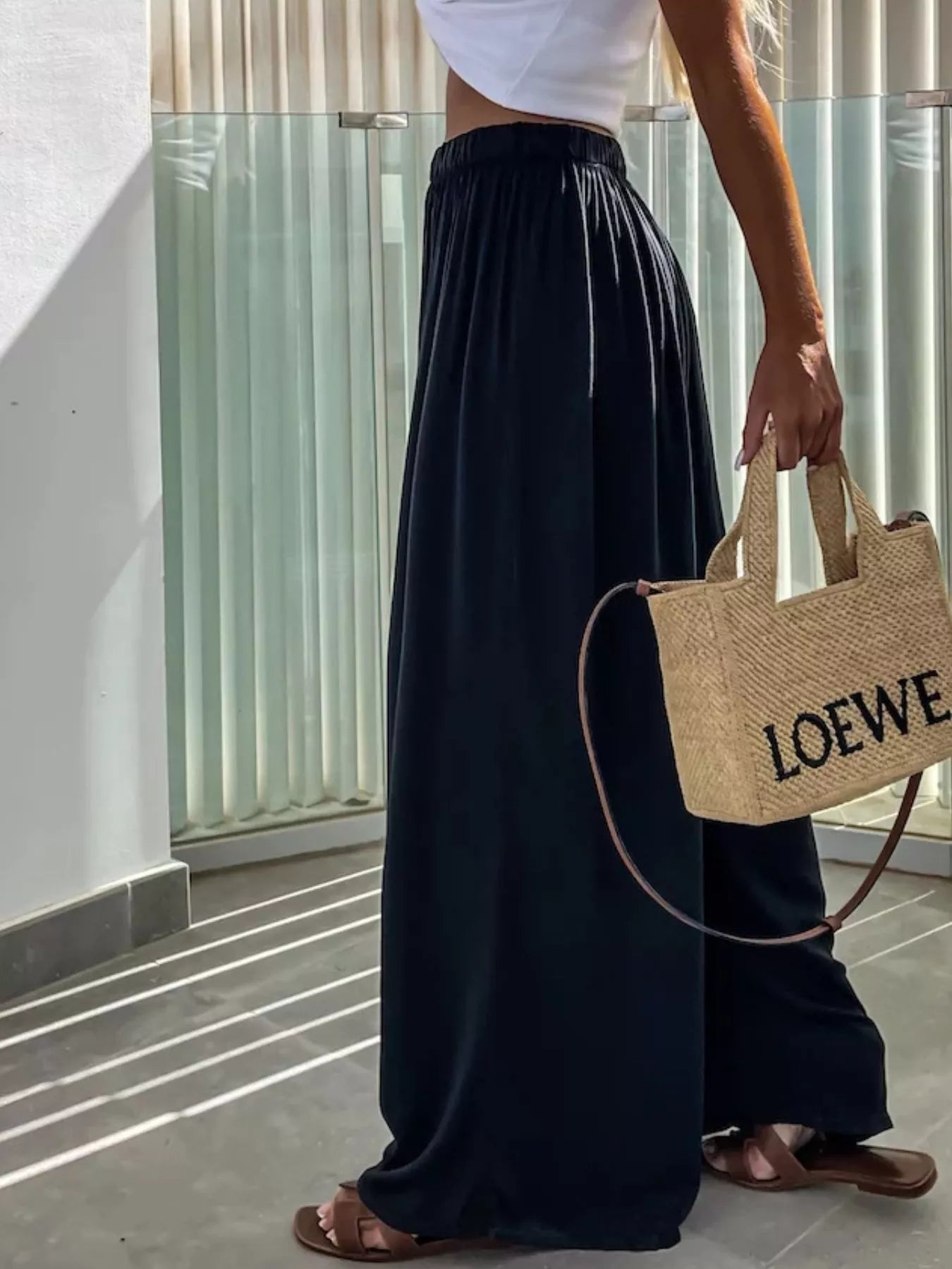 Paperbag Waist Wide-Leg Pants