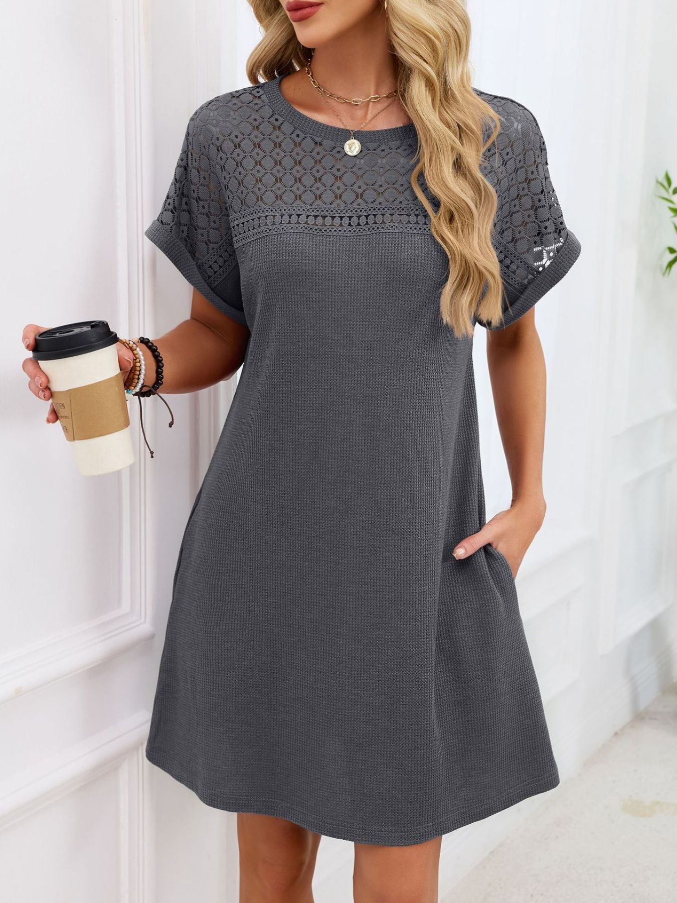Lace Cutout T-Shirt Dress