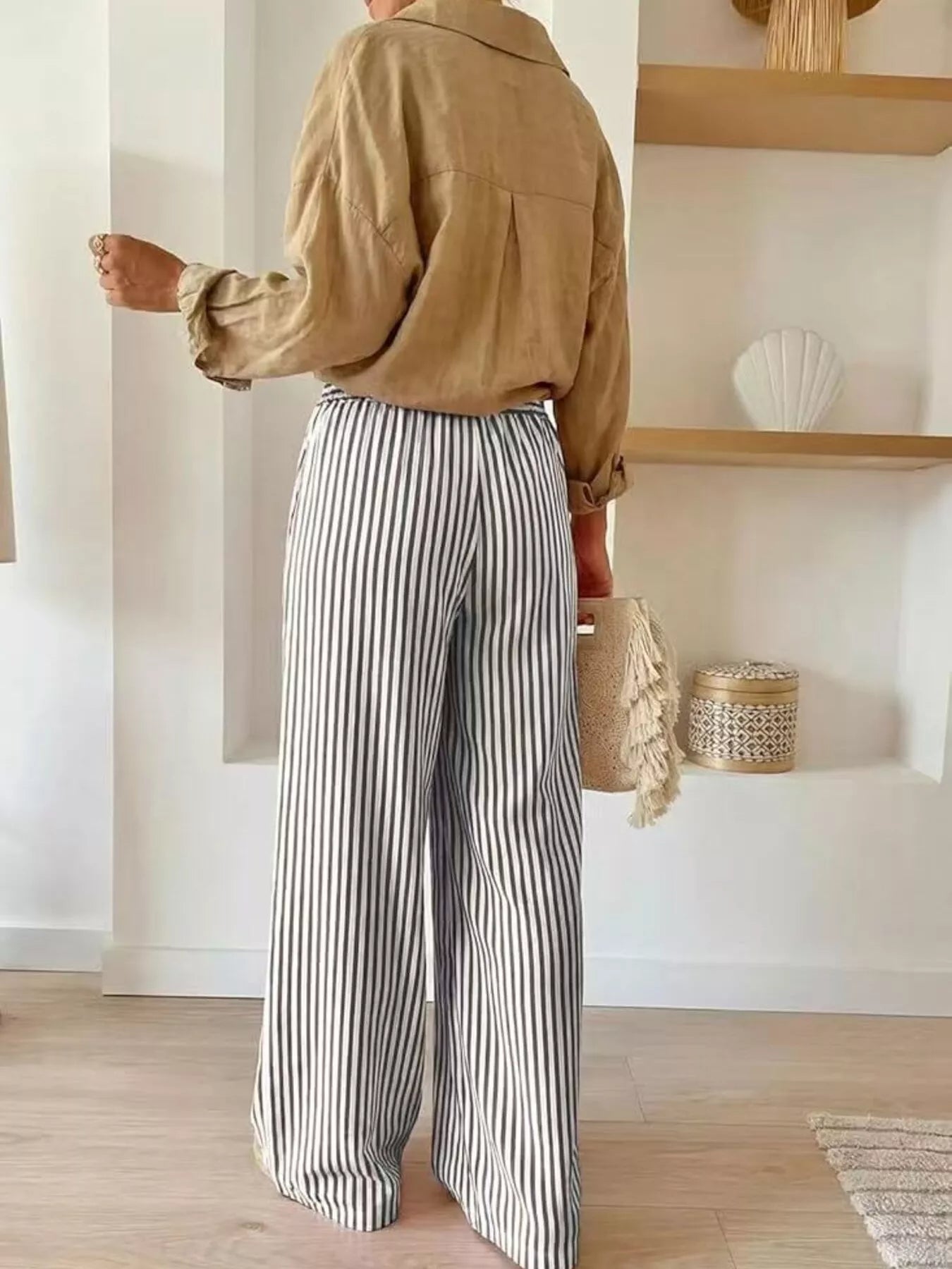 Striped Wide-Leg Pants