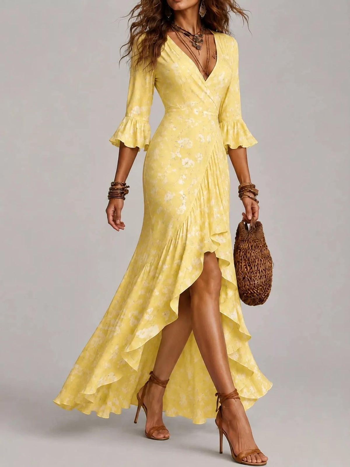 High-Low Ruffled Maxi Dress