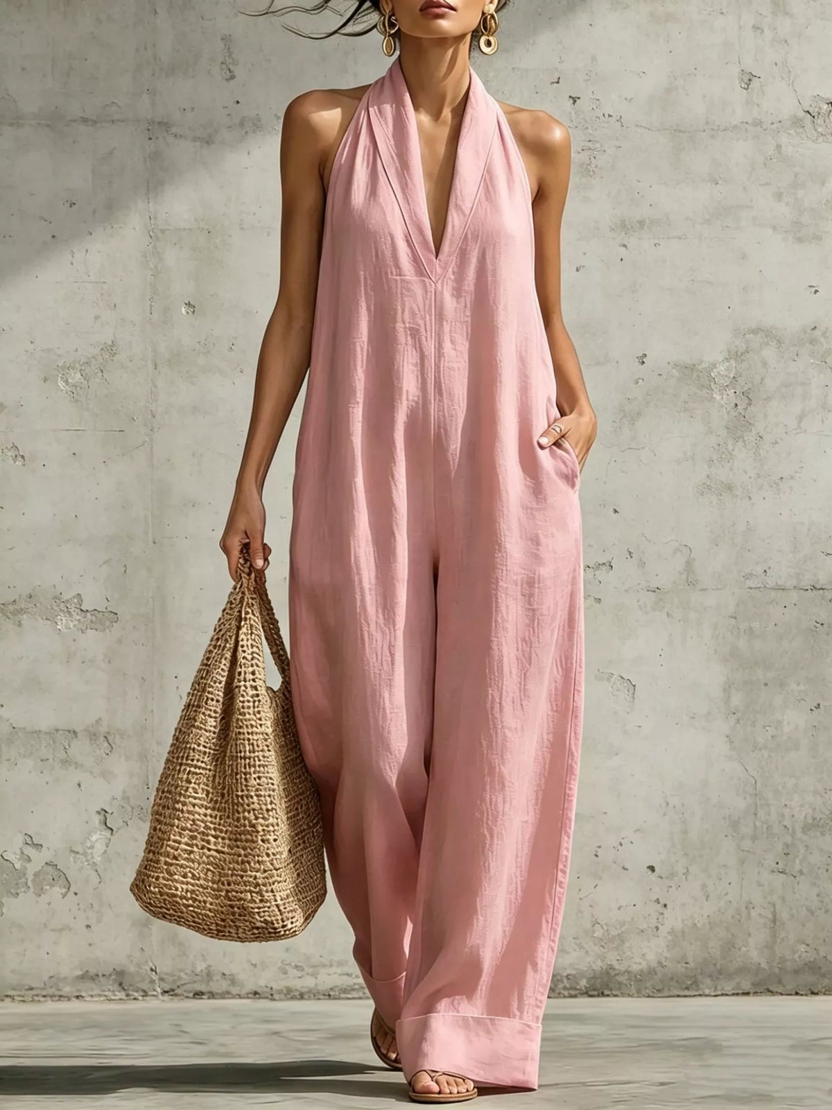 Halter Neck Wide Leg Jumpsuit