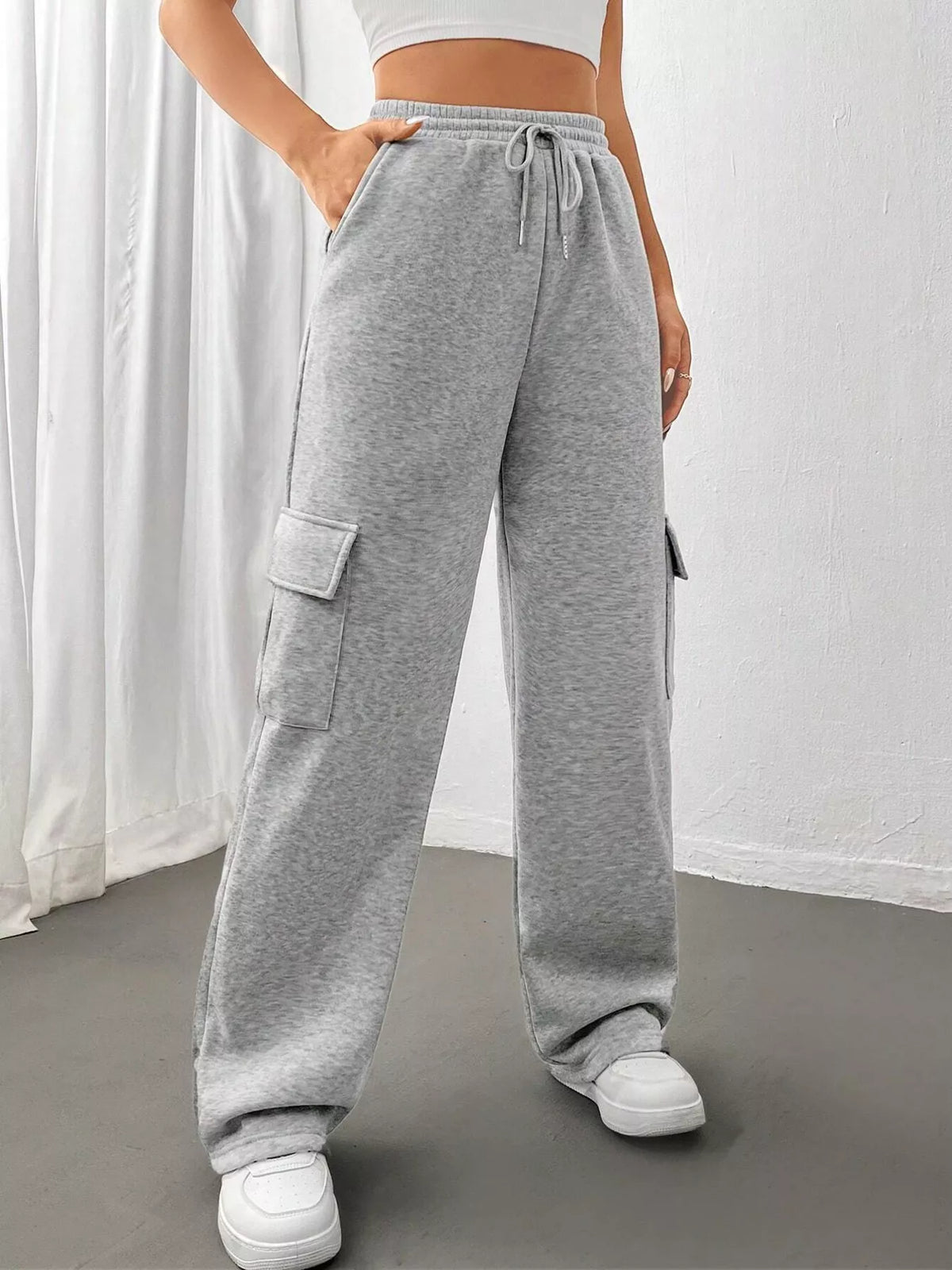 Relaxed Fit Drawstring Waist Pants