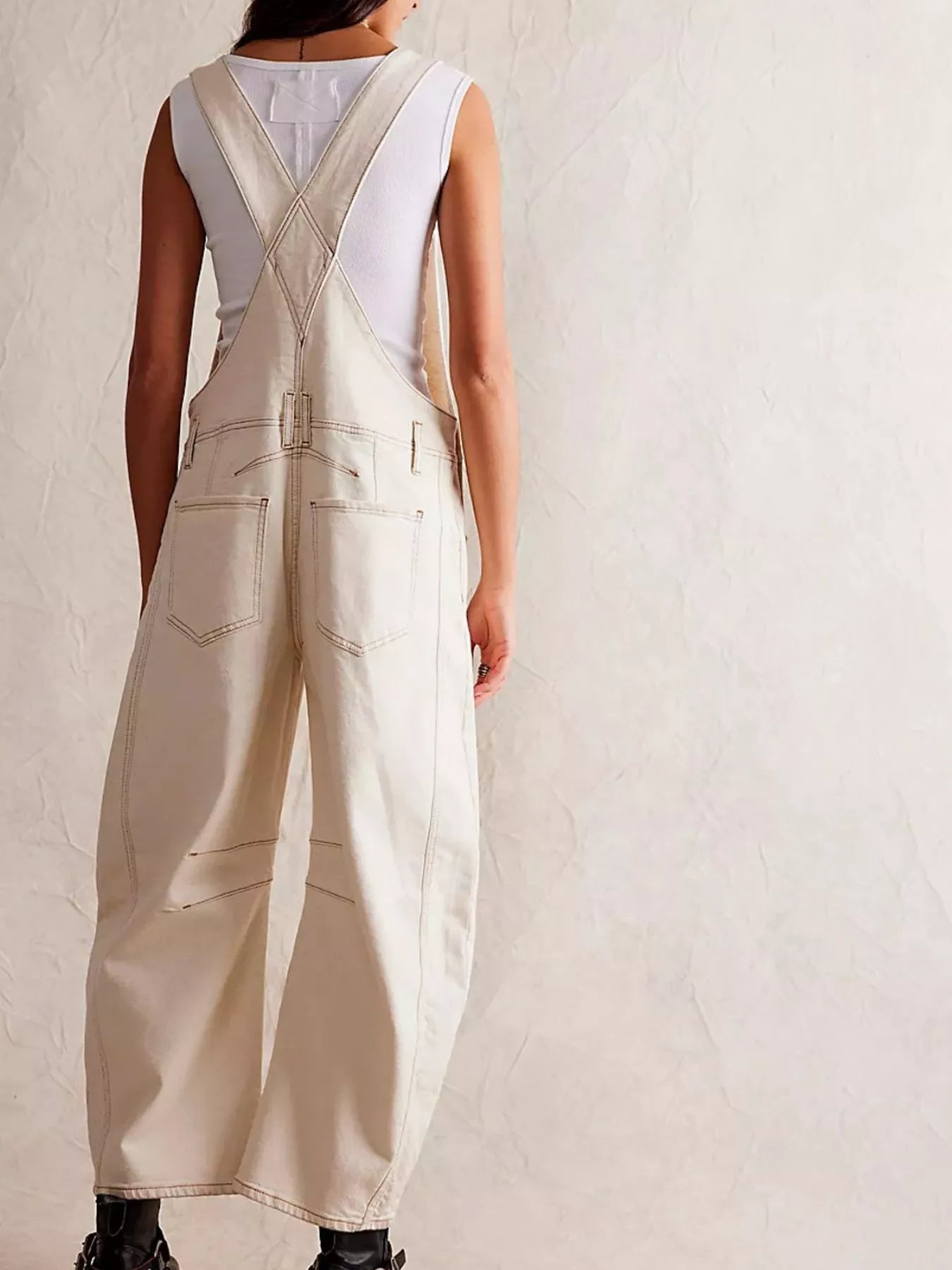 Wide Strap Wide Leg Denim Overalls by Dreamy Drapes